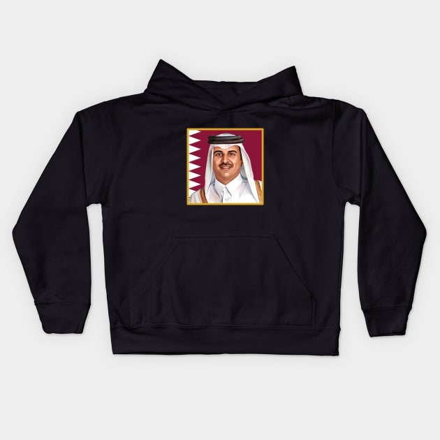 Sheikh Tamim bin Hamad al-Thani Kids Hoodie by omardakhane